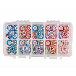 (52) Непрозрачная лаванда Cmолы европейские шарики, бусины с большим отверстием, с посеребренной латуни двойные сердечники, рондель, разноцветные, 14x8~8.5 мм, отверстие : 5 мм, 80 шт / коробка