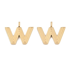 Letter W 304 подвески из нержавеющей стали, письмо амулеты, золотые, Буква W, 15.5x19x2 мм, отверстие : 2.5x1 мм
