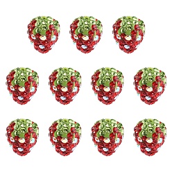 Красный 10шт. глиняные полимерные стразы, pave disco бусины, класс А, клубника, красные, 14x13 мм, отверстие : 1 мм