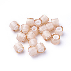 Персиковый Слойка Бусины лэмпворк , колонка, розовые, 7.5~8x6~6.5 мм, отверстие : 3 мм