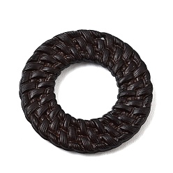 Ring Непрозрачные акриловые подвески, имитирующие ротанг, чёрные, кольцо прелести, 43x4.5 мм, отверстие : 1.8 мм