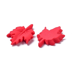 Red Autumn Theme Opaque Resin Cabochons, for DIY Decoration, Maple Leaf, Red, 30.5x21x5mm