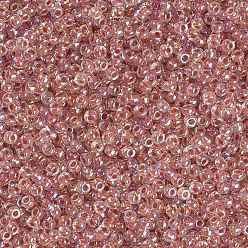 (RR275) Dark Peach Lined Crystal AB MIYUKI Round Rocailles Beads, Japanese Seed Beads, (RR275) Dark Peach Lined Crystal AB, 8/0, 3mm, Hole: 1mm, about 422~455pcs/bottle, 10g/bottle