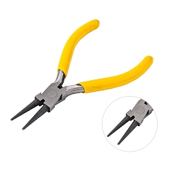 Yellow Jewelry Pliers, #50 Steel(High Carbon Steel) Round Nose Pliers, Yellow, Gunmetal, 125x55mm
