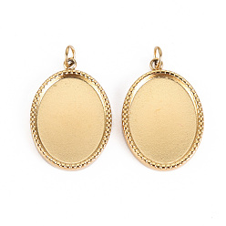 Настоящее золото 14K 304 Настройки кабошон из нержавеющей стали кулон, с прыжковых колец, овальные, реальный 14 k позолоченный, лоток : 16x12 мм, 20.5x14x2.5 мм, Перейти кольцо: 3.8x0.5 мм, 2.8 мм внутренним диаметром