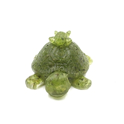 Перидот Фигурки черепах из смолы, с натуральными чипсами перидота внутри статуэток для украшения домашнего офиса, 88x62x46 мм