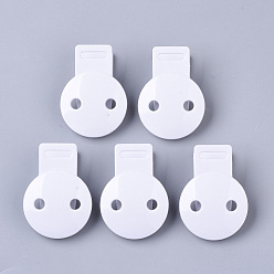 WhiteSmoke ABS Plastic Baby Pacifier Holder Clip, with Stainless Steel Clips, Flat Round, WhiteSmoke, 48.5x35x20mm, Hole: 3x13.5mm