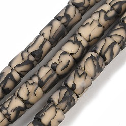 Черный Бусины из полимерной глины ручной работы, колонка, чёрные, 6~7.5x5.5~7 мм, отверстие : 1.7~2.3 мм, около 54~65 шт / нитка, 15.83~16.69'' (40.2~42.4 см)