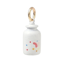 White Spray Painted Brass Pendants, Milk Bottle Charms, Golden, White, 15.5x7.5mm, Hole: 3.8mm