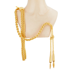 Gold Polyester Security Guard Lanyard Shoulder Cord, with Cone Charms, Gold, 720x10mm, Inner Diameter: 250mm