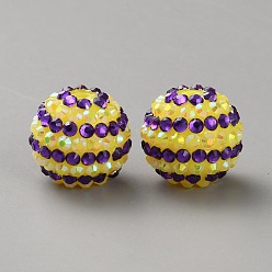 Цитрин Тематика Хэллоуина смоляные стразы бусины, круглый с узором в полоску, для изготовления ручек своими руками ювелирные изделия принадлежности, цитрин, 20x19 мм, отверстие : 2.5 мм