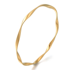 Настоящее золото 18K Ионное покрытие (IP) 304 браслеты с витыми кольцами из нержавеющей стали, реальный 18 k позолоченный, внутренний диаметр: 2-3/8 дюйм (6 см)