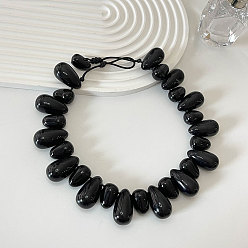 Черный Ожерелья из смоляных бусин в форме капли для женщин, чёрные, 20.08 дюйм (51 см)
