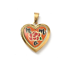 Коралловый 304 подвески из нержавеющей стали Locket, ионное покрытие (ip), подвески в виде сердечек с узором, коралл, 25x22.5x5.5 мм, отверстие : 8x4 мм, внутренний диаметр: 16.5x16.5 мм