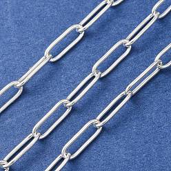 Silver 304 Stainless Steel Paperclip Chains, Soldered, with Spool, Silver, 12x4x1mm