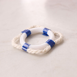 Средно-синий Пластиковые миниатюрные украшения в форме спасательного круга, аксессуары для домашнего кукольного домика с микро-ландшафтом, притворяясь опорными украшениями, светло-синий, 24x4 мм