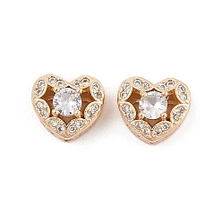 Настоящее золото 14K Стойки обшивки латунь микро проложить кубического циркония бусы, долговечный, без свинца и без кадмия, сердце, реальный 14 k позолоченный, 9x10x6.5 мм, отверстие : 1.6~1.8 мм