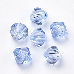 Light Steel Blue Transparent Acrylic Beads, Bicone, Light Steel Blue, 6x5.5mm, Hole: 1.5mm, about 6120pcs/500g
