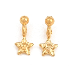 Golden 201 Stainless Steel Charms, Hammered Star Charms, PVD Vacuum Plating, Golden, 12.5x6x1.2~4.5mm, Hole: 1.8mm