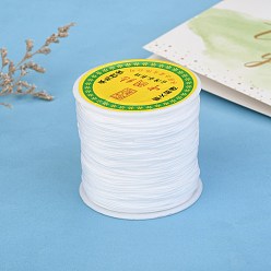White Braided Nylon Thread, Chinese Knotting Cord Beading Cord for Beading Jewelry Making, White, 0.8mm, about 100yards/roll
