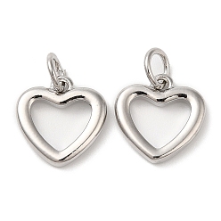 Платина Экологичные латунные подвески, с целью перехода в кольце, без свинца и без кадмия, шарма сердца, платина, 11.5x11x2 мм, отверстие : 3 мм
