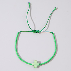 Средний Весенно-Зеленый Браслеты из ракушек в стиле бохо, регулируемые плетеные браслеты из стеклянных бусин, средний весенний зеленый, 7-1/8 дюйм (18 см)