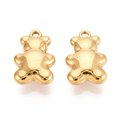 Настоящее золото 18K 304 подвески из нержавеющей стали, медведь, ионное покрытие (ip), реальный 18 k позолоченный, 15.5x10x5 мм, отверстие : 1.2 мм