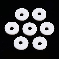 Misty Rose Handmade Polymer Clay Beads, Disc/Flat Round, Heishi Beads, Misty Rose, 4x1mm, Hole: 1mm, about 55000pcs/1000g