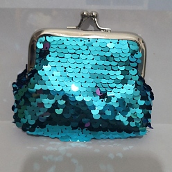 Бирюза Кукольная сумочка трапециевидной формы из нетканого материала, с железным каркасом для кошелька платинового цвета и пайетками, принадлежности для американских кукол, бирюзовые, 70x90 мм