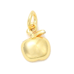 Настоящее золото 18K Латунь прелести, яблоко, долговечный, стойки покрытие, с целью перехода в кольце, реальный 18 k позолоченный, 11x8x3.5 мм, отверстие : 3.2 мм