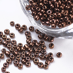 SillínMarrón Granos de la semilla de cristal plated, rondo, saddle brown, 2~2.3x1.5 mm, agujero: 0.8 mm, alrededor de 30000 piezas / bolsa, aproximadamente 450 g / bolsa