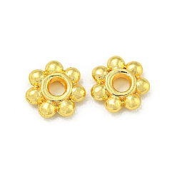 Настоящее золото 18K Покрытие стойки прокладками из цинкового сплава, долговечный, цветок, реальный 18 k позолоченный, 6x1.5 мм, отверстие : 1.5 мм