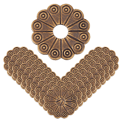 Античная Бронза 20шт. латунные цветочные шайбы, для ручек и ручек для коробок, античная бронза, 24x24x1 мм, отверстие : 6 мм