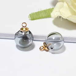 Гейнсборо Стеклянные подвески с эфирным маслом, с золотистой петлей, круглые, светло-серые, 8 мм