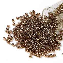 (421) Gold Luster Transparent Pink TOHO Round Seed Beads, Japanese Seed Beads, (421) Gold Luster Transparent Pink, 8/0, 3mm, Hole: 1mm, about 222pcs/bottle, 10g/bottle