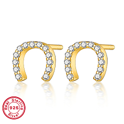 Arch 925 серьги-гвоздики из стерлингового серебра со стразами, реальный 18 k позолоченный, с с s925 штампом, арка, 6x6 мм