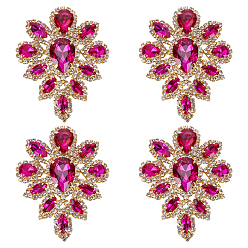 Роза 4шт. нашивки с кристаллами в форме капли, прикрепляемые утюгом, аппликации из сплава горного хрусталя, для свадебного платья своими руками, обуви, роза, 57x45 мм