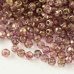 Purple Czech Fire Polished Glass Beads, Faceted, Drum, Purple, 2x2mm, Hole: 0.6mm, about 1170pcs/bag
