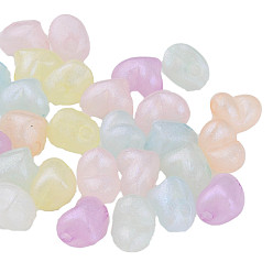 Mixed Color Rainbow Iridescent Plating Acrylic Beads, Glitter Beads, Heart, Mixed Color, 9.5x12x9mm, Hole: 2mm, about 880pcs/500g