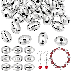 Rugby 50 бусины из сплава в тибетском стиле, античное серебро, регби, 12x8 мм, отверстие : 2 мм