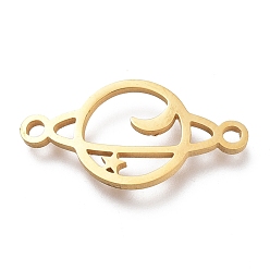 Golden 304 Stainless Steel Links Connectors, Laser Cut, Planet with Moon & Star, Golden, 10.5x20.5x1mm, Hole: 1.5mm