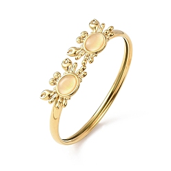 Краб Морская тематика 304 Браслеты-манжеты из нержавеющей стали и смолы, браслеты на концах для женщин, золотые, краб, внутренний диаметр: 2.01 дюйм (5.1 см) x 2.36 дюйм (6 см)