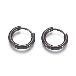 Electrophoresis Black 304 Stainless Steel Huggie Hoop Earrings, Hypoallergenic Earrings, with 316 Surgical Stainless Steel Pin, Electrophoresis Black, 10 Gauge, 16x2.5mm, Pin: 1mm, Inner Diameter: 10mm