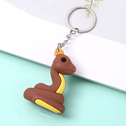 Седло Коричневый Брелок из ПВХ-сумки в виде змеи, Мультяшное подвесное украшение для рюкзака, седло коричневый, 52x38 мм