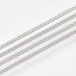 Платина Железа обуздать цепи, с катушкой, пайки, платина, 1.6x1.2x0.3 мм, около 100 ярдов / рулон