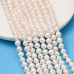 Old Lace Natural Cultured Freshwater Pearl Beads Strands, Potato, Grade 3A, Old Lace, 8~9mm, Hole: 0.5mm, about 43~52pcs/strand, 13.46''(34.2cm)