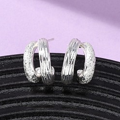 Серебро Латунь серьги, без никеля , двухслойный с-образный, серебряные, 14.5x21x9 мм