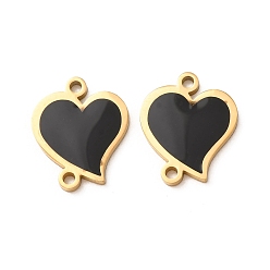 Golden 304 Stainless Enamel Connector Charms, Heart Links, Golden, 15x13x1.5mm, Hole: 1.5mm