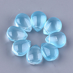 Light Sky Blue Transparent Spray Painted Glass Charms, teardrop, Light Sky Blue, 12x9x7mm, Hole: 1mm