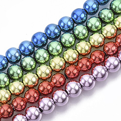 (52) Непрозрачная лаванда Гальванические немагнитная синтетический гематит бисер пряди, круглые, разноцветные, 8x7.5 мм, отверстие : 1.4 мм, около 51~52 шт / нитка, 15.35 дюйм (39 см)